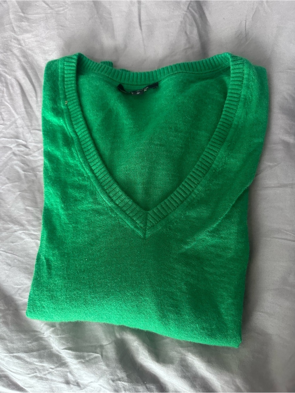 Pink Tartan V-Neck Women's 100% Cashmere Sweater in Bright Green